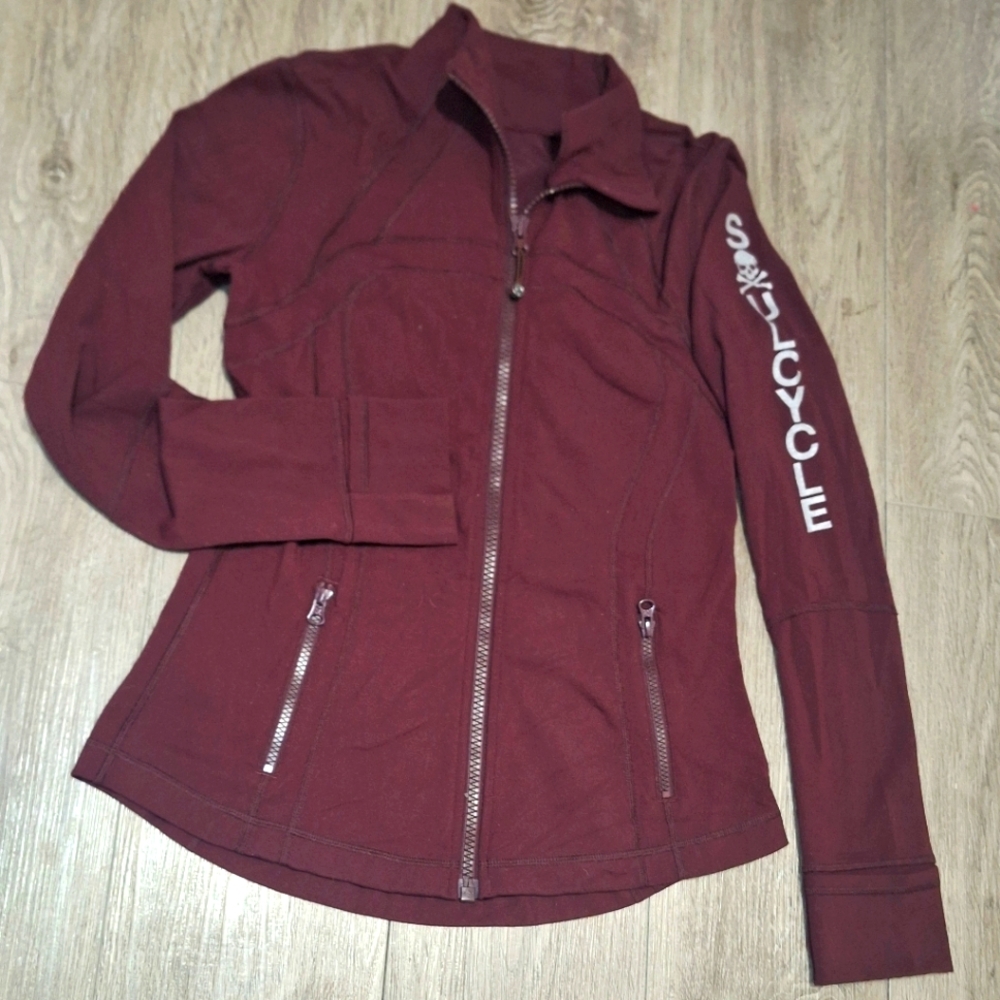 Lululemon Soul Cycle Zip Up Jacket Womans Size 10 Maroon